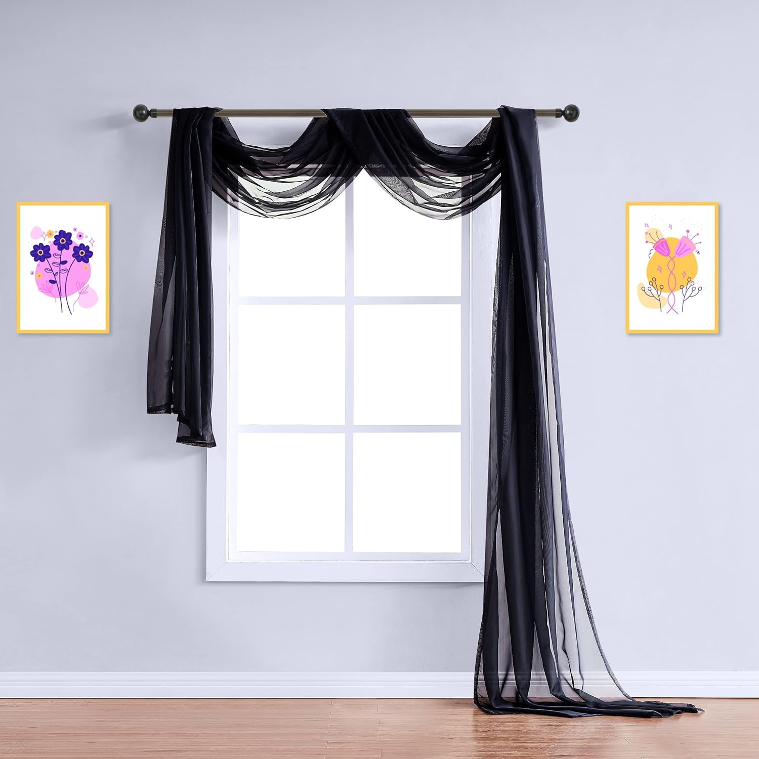 Warm Home Designs 55" W x 360" L Black Bed Canopy for Extra Large Bed. BC Black 360
