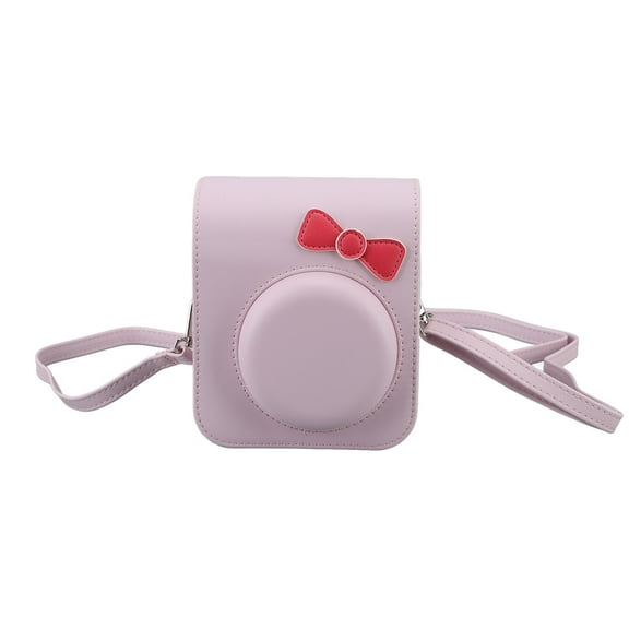 Camera Protective Case Portable Bow Tie Storage Cover Carrying Bag with Adjustable Shoulder Strap for Fujifilm Mini 12 Pink