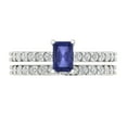 thumbnail image 2 of Clara Pucci 18K White Gold Emerald Cut 0.5Ct Simulated Tanzanite Engagement Ring + Matching Band - Luxury Box Included, 2 of 7