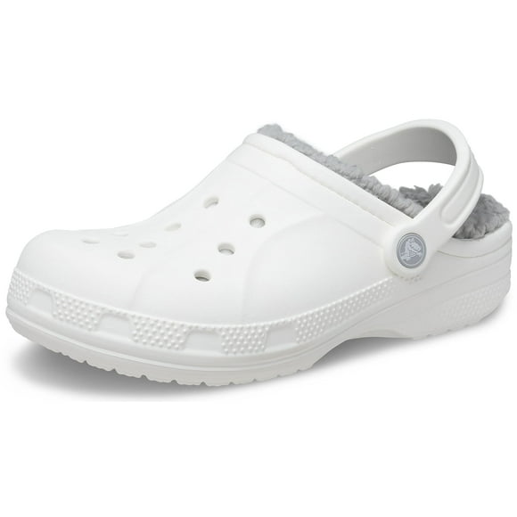 Crocs unisex adult Men's and Women's Ralen Lined | Warm Fuzzy Slippers Clog, White/Light Grey, 15 Women 13 Men US