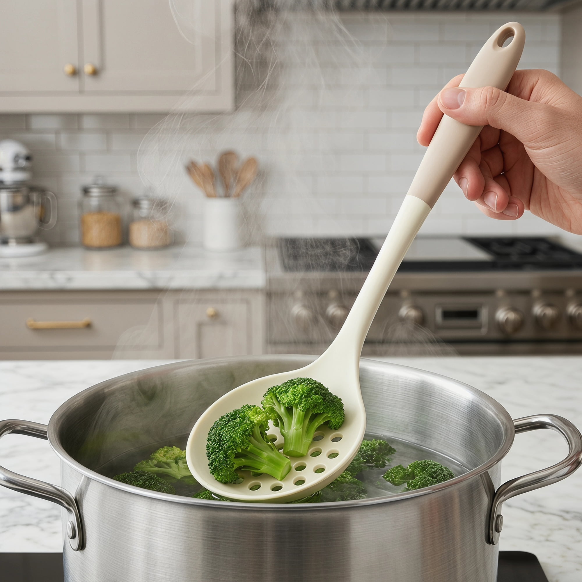 Unique Bargains Non Stick Heat Resistant Silicone Spoon Slotted spoon A 12.8x3.9in
