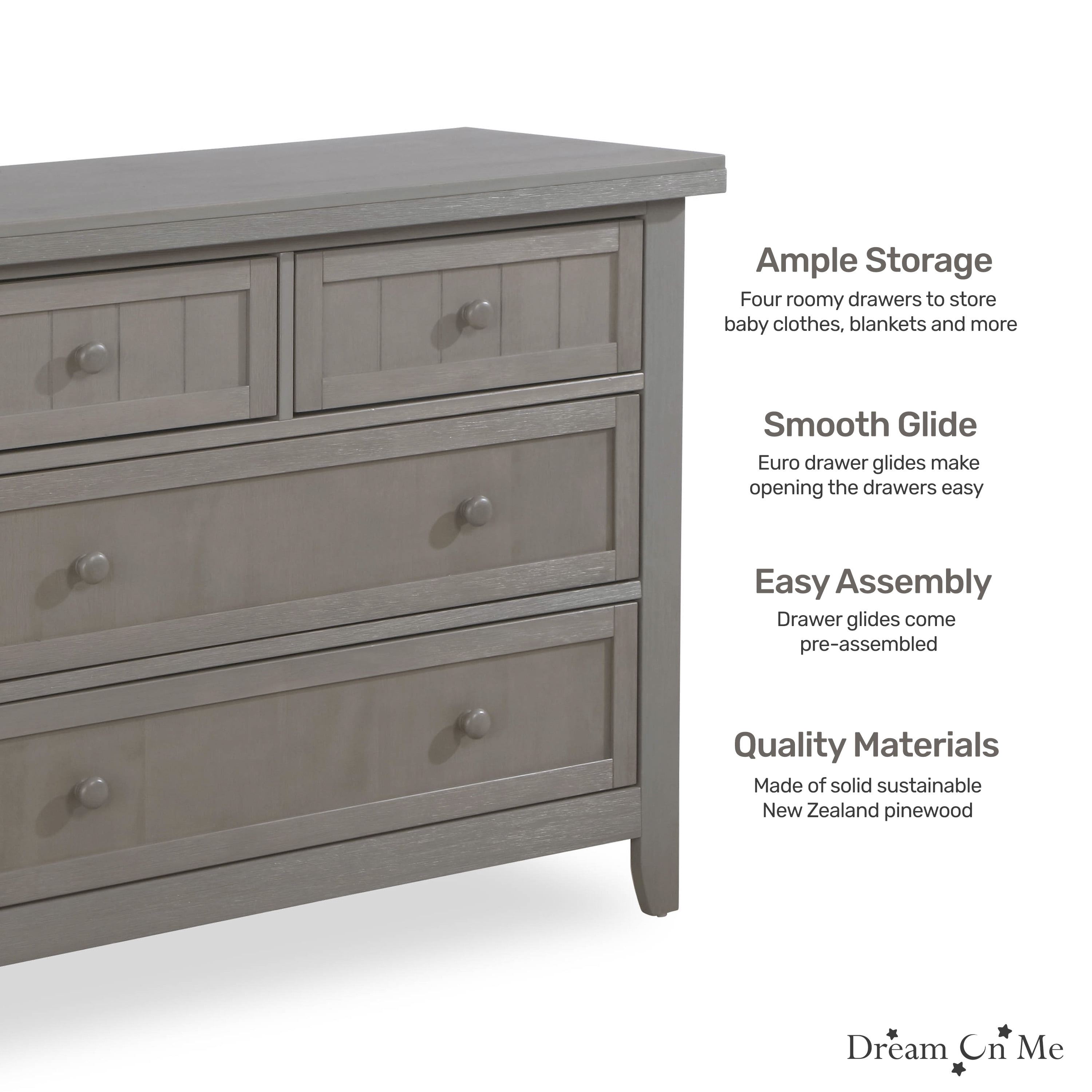 Dream On Me Maple Double Dresser In Pebble Grey - Walmart.com
