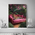 thumbnail image 2 of Mudket Framed Ready to Hang Tropical Jungle Leopard Canvas Wall Art, Pink Floral Cheetah Print Room Decor, Animal Wall Art for Living Room Bedroom Bathroom Bohemian Home Decor - 18"L x 12"W, 2 of 10