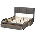 thumbnail image 6 of Baxton Studio Coronado Mid-Century Modern Transitional Grey Fabric Full Size 3-Drawer Storage Platform Bed, 6 of 14