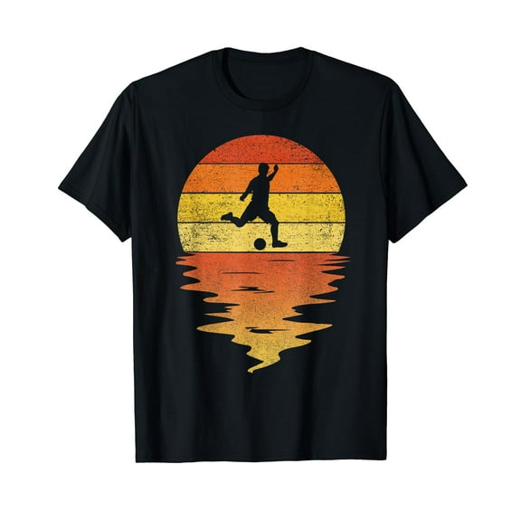 Soccer Football shirt retro sunset 70s vintage Soccer Short Sleeve T-Shirt Black Tee