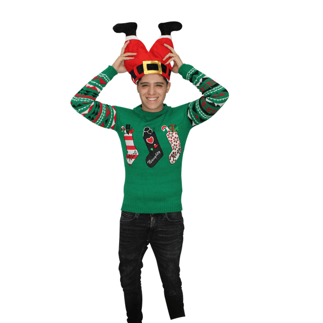 Sueter Ugly Botas Navideñas Infantil REV Color verde tejido