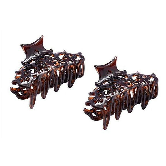 Parcelona French Beau Small Set of 2 Tortoise Shell Jaw Hair Claw Clips