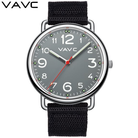 VAVC Sports Fan Watch Men Women with 12/24Hr Display Military Time Nylon Band for Teen