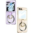 thumbnail image 3 of Magnetic Built-in Screen Protector Case for Samsung Galaxy Z Flip 5 5G Compatible with Magsafe,Ring Kickstand,Plating Transparent Shockproof Cover (Clear,for Galaxy Z Flip5), 3 of 10