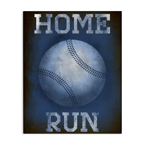 Stupell Industries Mid-Century Home Run Navy Blue Sports Canvas Art, 16 x 20, by Marcus Prime