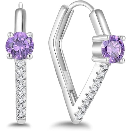 Rag Jewels2Ct Round Cut Purple Amethyst Clip On Hoop Earrings 14K White Gold Plated For Womens 925 Sterling Silver