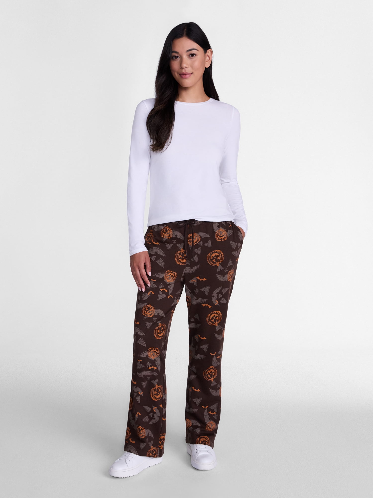 Women’s Graphic Halloween Haunted Pumpkins Jogger Pants, Sizes XXS-XXL