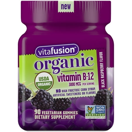Vitafusion Organic B12 Gummy Vitamin, 90 Count - Non-GMO, Gluten-Free, No Gelatin, No