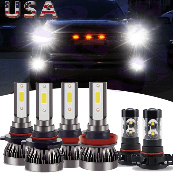 6x 6000K LED Headlight Hi/Lo Fog Bulbs For Chevy Silverado 1500 2500 2007-2015