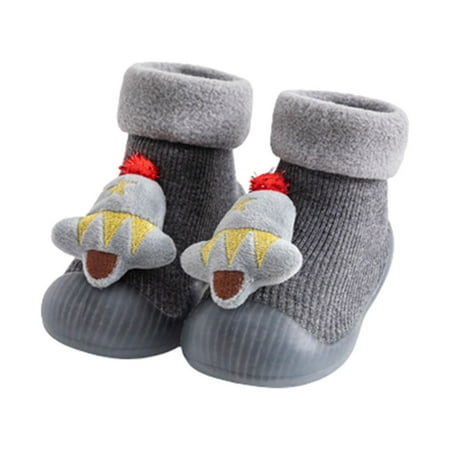 

Odeerbi Reduced Christmas Baby First Walkers Boys Girls Winter Plush Toddler Socks Indoor Shoes Gray
