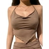 SXVZBH Sleeveless Strappy Crop Tops, Matching with High Waist Pleated Skirt