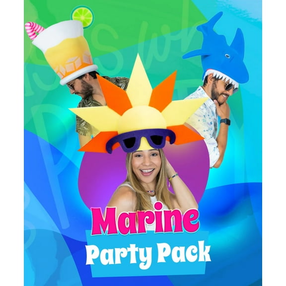 Foam Party Hats Marine Party Pack (20 Hats & 20 Headbands) - Nautical Dec Hat -Beach Dec Hat -Ocean Art Hat -Beach Party Hat