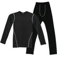 thumbnail image 2 of LNFINTDO Boys Compression Set Youth Boys Compression Shirt Athletic Pants Long Sleeve Baseball Undershirt Soccer Sports Base Layer Top & Pants, 2 of 5