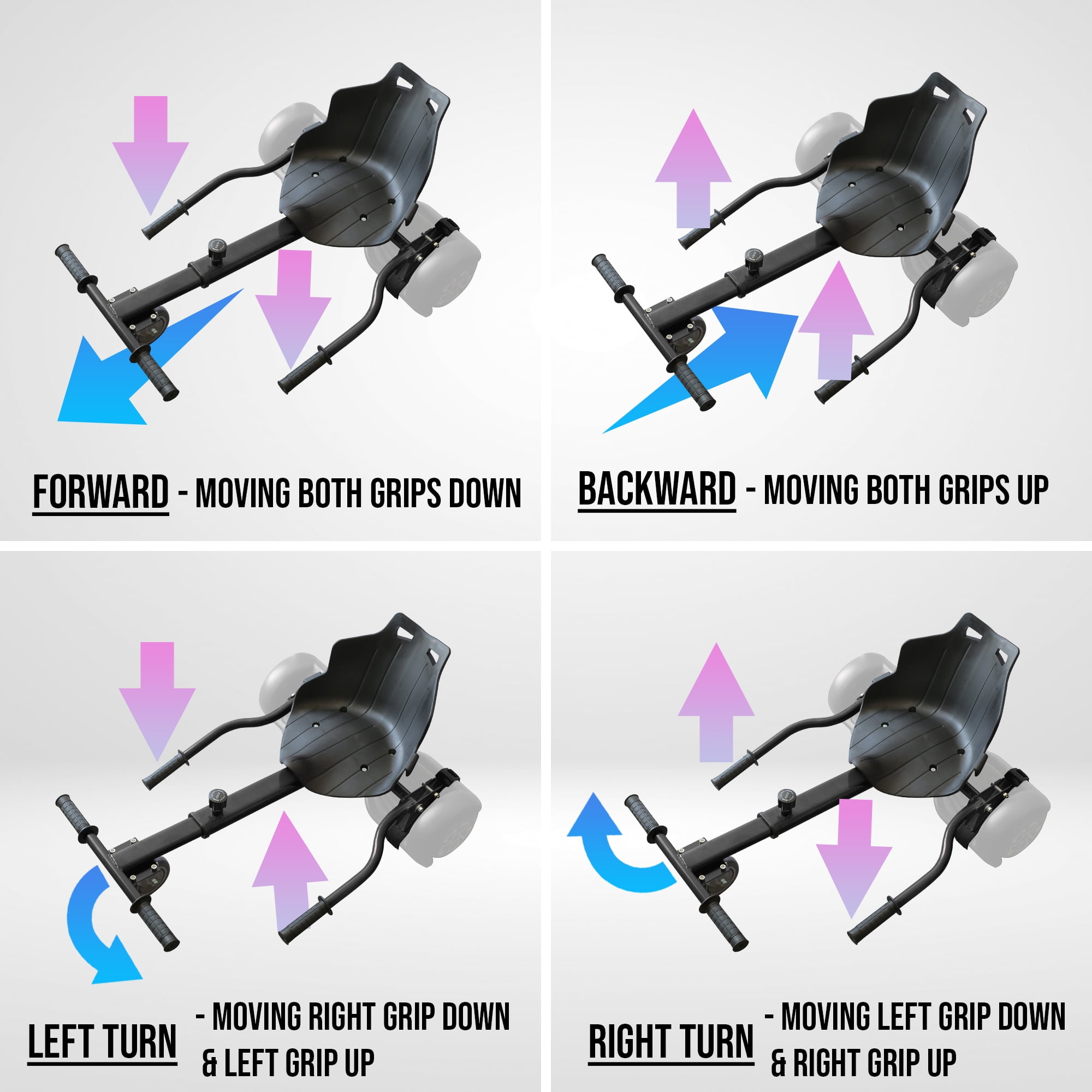 Cynetus Adjustable HoverCart HoverKart Go Cart Hover Cart Seat Hoverboard Seat Attachment for Electric Hoverboard self-stabilizing Scooter