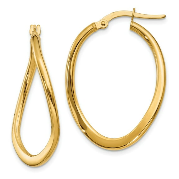 14K Yellow Gold Earring Hoop Women'S 19 mm 2 2Mm Polished Tapered Twist Earrings