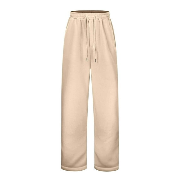 Tfken Toddler Boys Trousers Straight-Leg Solid Color Full-Length Relaxed Sweatpant Drawstring Waist Outdoor Beige Pants Size 5-6 Years