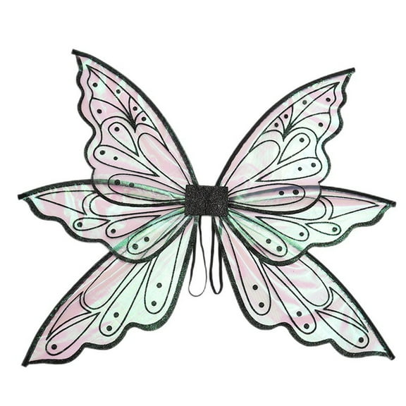 Doomiva Shiny Edge Butterfly Fairy Wings Flower Elf Wings Glitter Angel Wings for Performance Party Festivals Props Pink&Black One Size