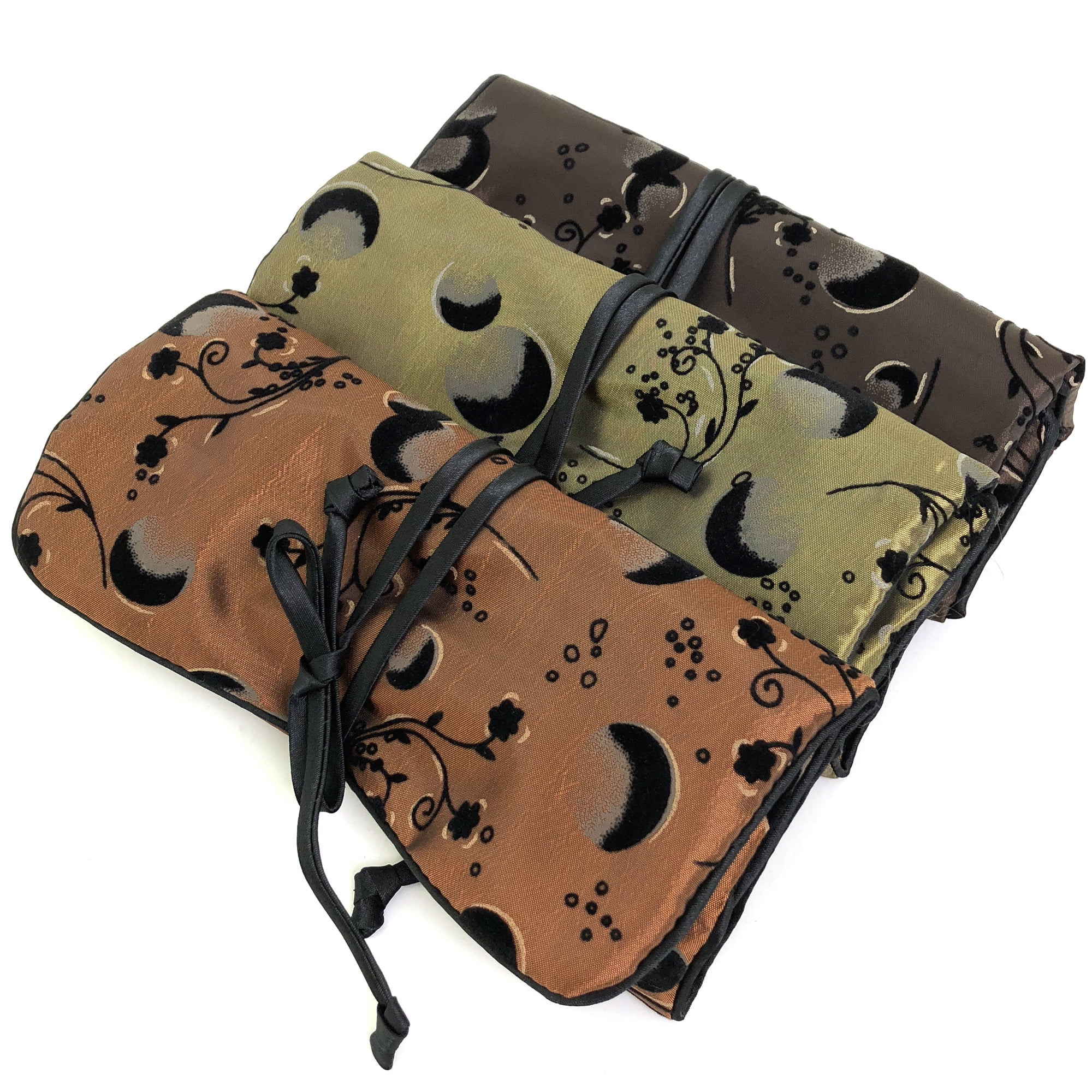 Travel Roll - Set of 3 Jewelry Organizer Soft Silky Abstract Print for Travel Gifts