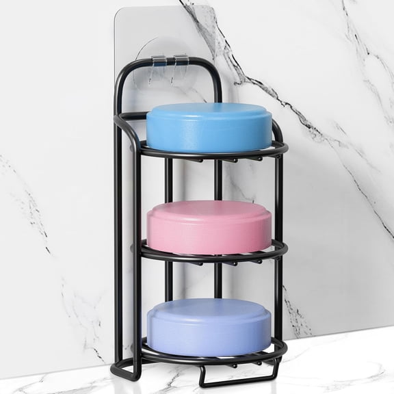 PM 3-Tier Shower Soap Shampoo Bar Holder, Self Adhesive & Freestanding Draining Bathroom Soap Dish Caddy for Bathroom Wall Accesories Decor