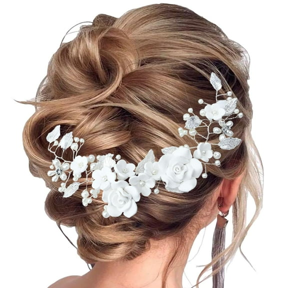 Flower Bride Wedding Hair Vine Pearl Bridal Bridal Hair Accessories Flower Hair Clips for Women Hair Accessories for Women Wedding