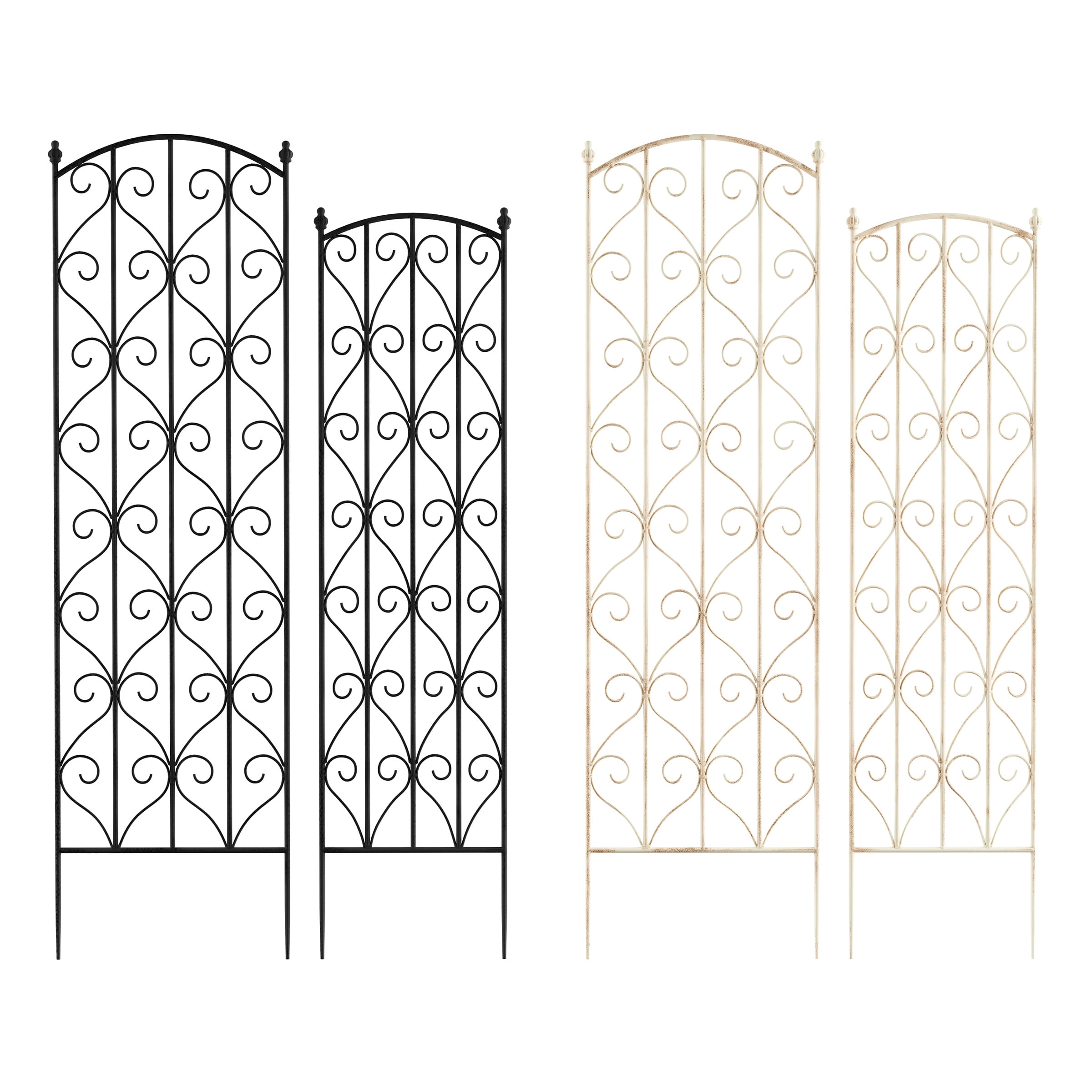 Pure Garden Set of 2 Decorative Garden Trellis for Climbing Plants (Black)