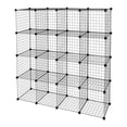 thumbnail image 2 of 16-Cube Black Wire Grid Modular Storage Shelving Unit | Versatile Metal Cubbies Organizer for Books, Toys & Entryway | Durable ABS Connectors | 47" W x 57" H, 2 of 10