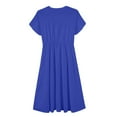 thumbnail image 5 of UoCefik Women's Summer Short Sleeve Maxi Dress 2025 Casual Crewneck Pleated A Line Flowy Long Dresses with Pockets Blue S, 5 of 6