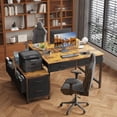 thumbnail image 4 of Computer Desk with Fabric File Drawers Cabinet, 57 Inch Home Office Desks with Filing Cabinet Printer Stand for Small Space, Study Writing Table PC Desks for Bedroom,Brown Black, 4 of 17