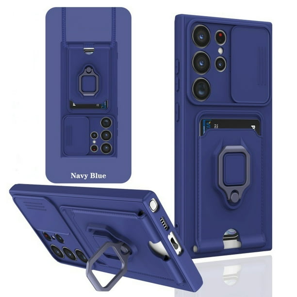 Funda para S25Ultra con soporte y tapa deslizante para lente de cámara. Funda protectora de grado militar a prueba de golpes con correa de cordón y tarjetero. Funda para teléfono móvil S25U.