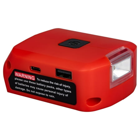 

WITLIGHT Battery Adapter for milwaukee 18v battery with led light pd 18w charing port 12v 2a dc
