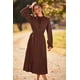 thumbnail image 5 of Vestido PRETTYGARDEN de lunares suizos, manga larga, escote en V, midi, talla pequeña, 5 of 8