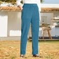thumbnail image 2 of Garbnen Blue Women's Corduroy Pants Elastic Waist Women's Straight Leg Pants Loose Fit Spring Winter Women Lounge Pants with Pocket, 2 of 6
