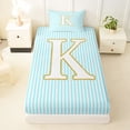 thumbnail image 3 of Erosebridal Girls Monogrammed K Twin Sheet Sets, Blue Cartoon Bedding, 3-Piece, 3 of 5