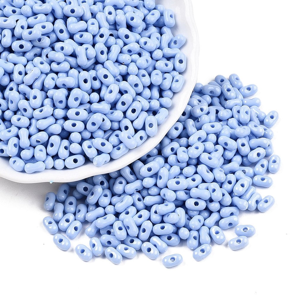 Opaque Acrylic Beads Peanut Cornflower Blue 6.5x4x3mm Hole: 1.5mm about 9998pcs/500g