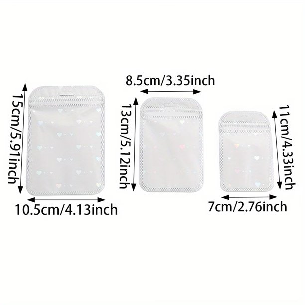 50 bolsas holográficas de Mylar Bolsas resellables a prueba de olores con diseño de estampado de corazón for brillo de labios, joyas y pestañas Embalaje de regalo ideal for pequeñas empresas