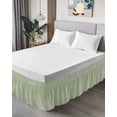 thumbnail image 4 of Sage Green Burlap Texture Bed Skirt King Size, Farmhouse Vintage Sage Green Wrap Around Bed Skirting with Adjustable Elastic Strap, Dust Ruffle Pleated Bedskirts 16 Inch Drop for Bedroom King Beds, 4 of 9