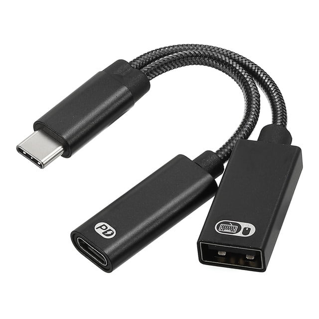 Adaptador USB C a OTG Unique Bargains 60W PD Rápida Carga Cable 2 en 1 Negro