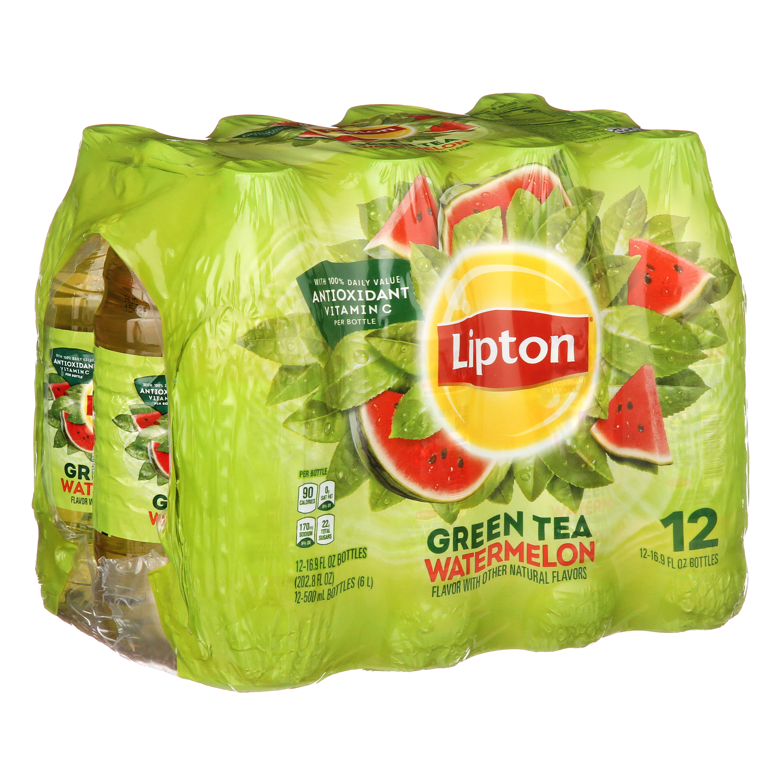 Lipton Green Tea Watermelon Iced Tea, Bottled Tea Drink, 16.9 fl oz 12 Pack Bottle - image 5 of 9