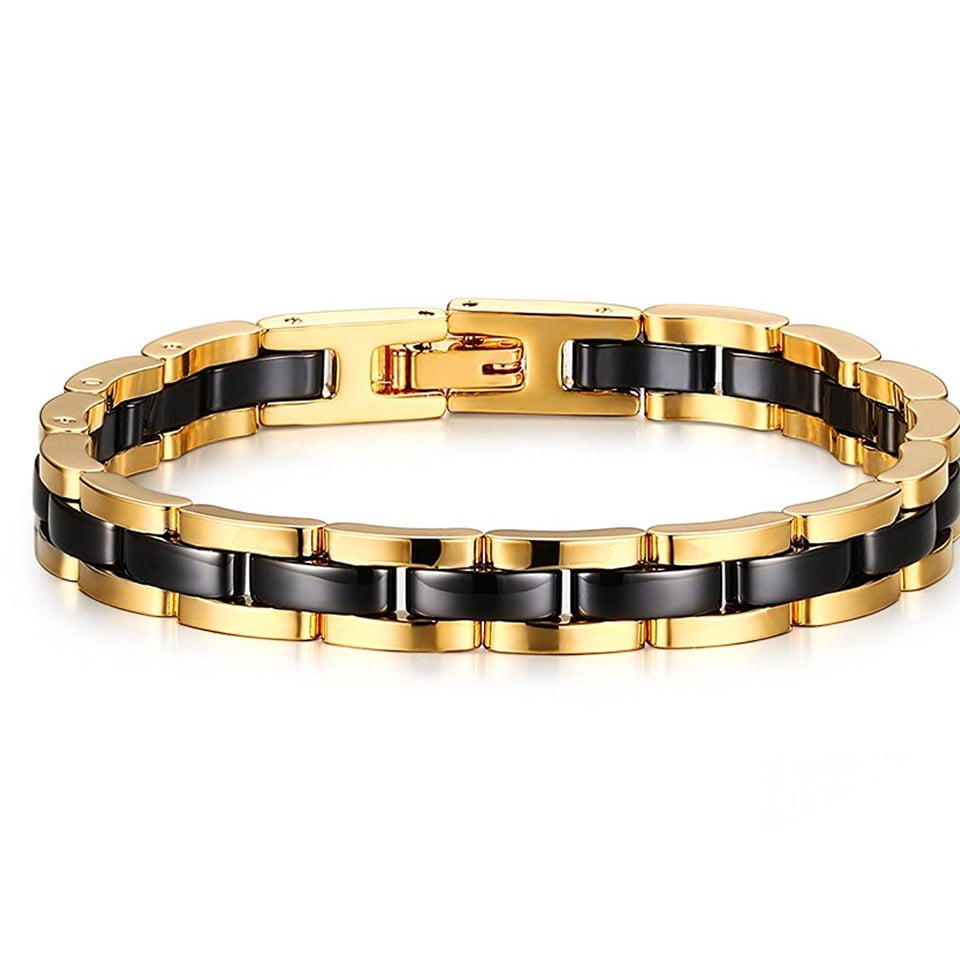 Black tungsten carbide men's link bracelet deals