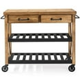 thumbnail image 4 of Bowery Hill 2-Drawer Wood Industrial Kitchen Cart in Natural/Black, 4 of 7