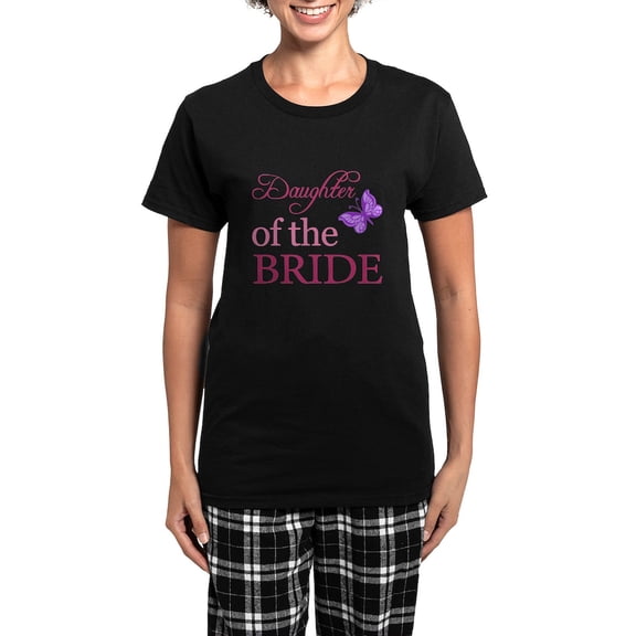 CafePress - Daughter Of The Bride (Butterfly) Women's Dark Paj - Women's Short Sleeve Print T-Shirt and Pants Dark Cotton Pajama Set