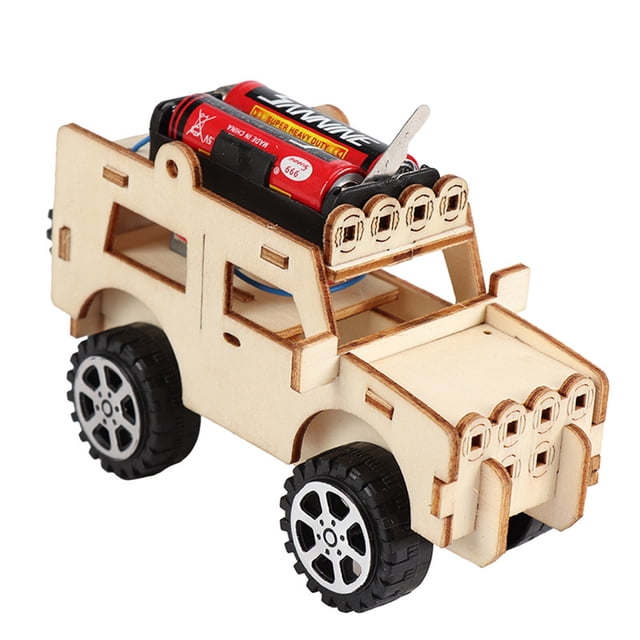 Bangcool Wooden Car Model Educational Electronic Car Toy Scientific Toy Wood Building Kit
