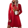 thumbnail image 2 of hirigin Christmas Dresses for Women Ugly Christmas Print Long Sleeve Crewneck Mini Dress Flowy Swing A-Line Tunic Party Dress (red Golden, M), 2 of 9