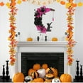 thumbnail image 2 of Halloween Moon Cat Shaped Wreath Artificial Flower Black Cat Hanging, 2 of 7