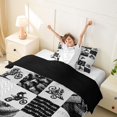 thumbnail image 3 of Castle Fairy Monochrome Dirt Bike Twin Bedding for Boys, Patchwork Chevron Duvet Cover Set for Bedroom, Gray Black White,Black Reversible,2pcs,No Comforter, 3 of 6